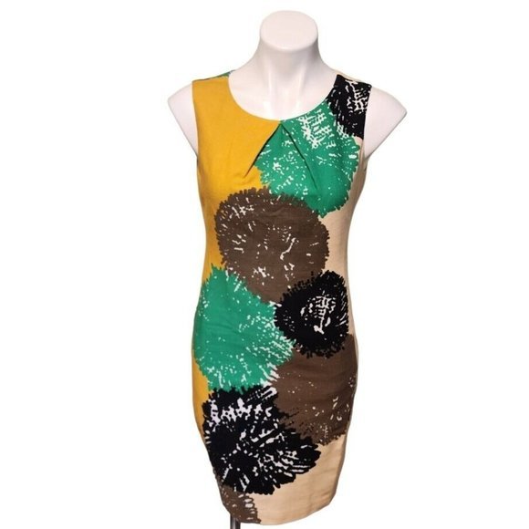 Anthropologie Dresses & Skirts - Tabitha Anthropologie Size 4 Shift‎ Dress Pom Goldenrod Flower Retro Lined